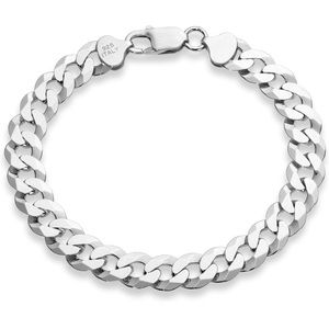 925 Sterling Silver Italian Solid 9mm Diamond-Cut Cuban Link Curb Chain ZA815